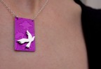 Small aluminum pendant - dove on pink (08-DSP-P)