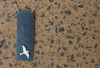 Long aluminium pendant - seagull on black (08-SLP-B)