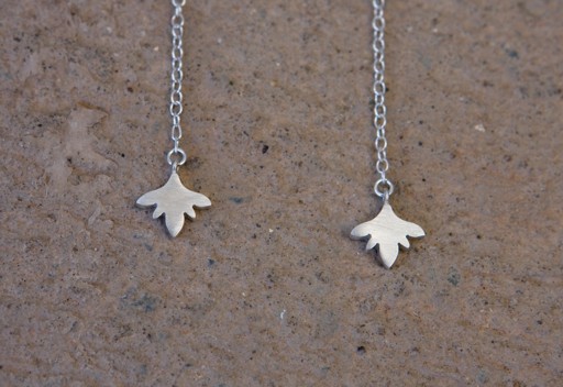 Silver flower drop earrings - long (08-FD-L)